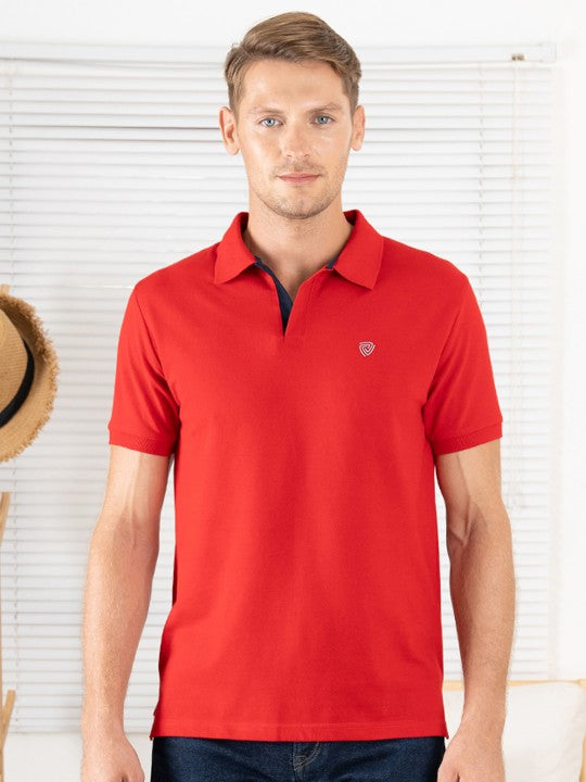 Levi’s Men’s Red Cotton Blend Polo Lounge T-Shirt – Short Sleeves, Soft & Breathable Everyday Wear
