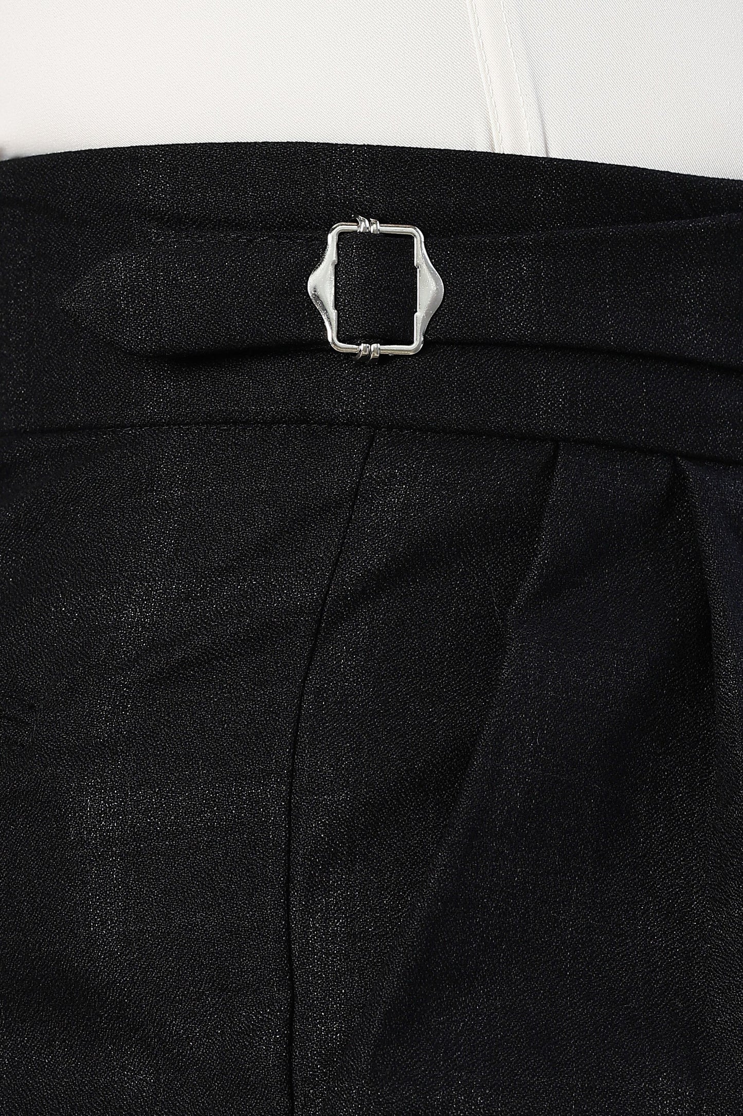 S2F Black Premium Tweed Blend Gurkha Trousers with Double Pleated Front