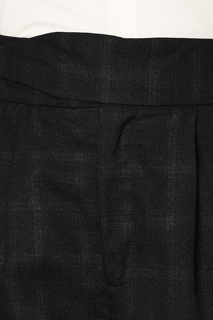 S2F Black Premium Tweed Blend Gurkha Trousers with Double Pleated Front