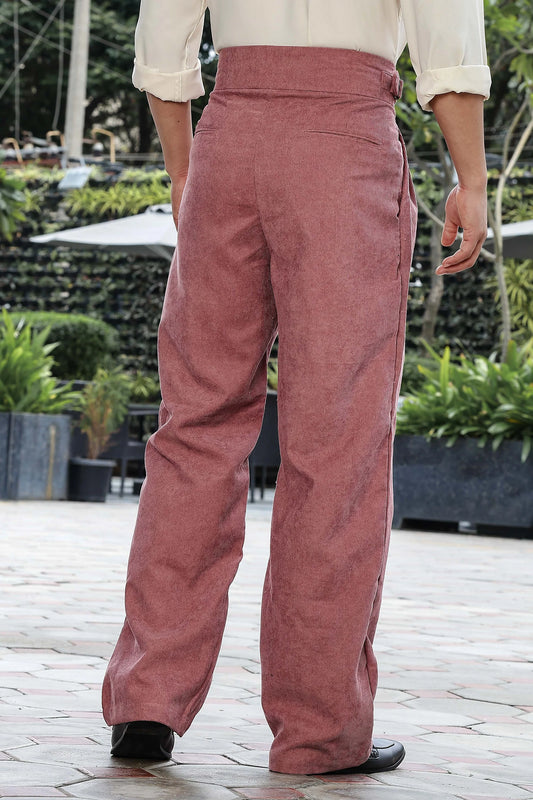 S2F Salmon Pink Corduroy Gurkha Trousers – Bold Color, Rich Texture, Timeless Tailoring