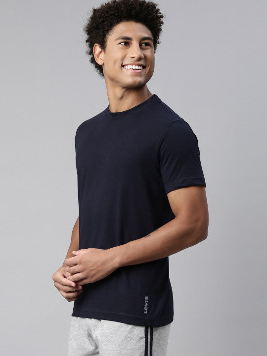 Levi’s Men’s Navy Blue 100% Cotton Blend Round Neck Lounge T-Shirt – Soft, Comfortable, Everyday Wear