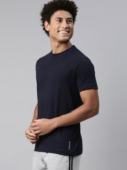 Levi’s Men’s Navy Blue 100% Cotton Blend Round Neck Lounge T-Shirt – Soft, Comfortable, Everyday Wear