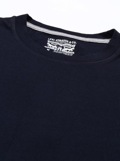 Levi’s Men’s Navy Blue 100% Cotton Blend Round Neck Lounge T-Shirt – Soft, Comfortable, Everyday Wear
