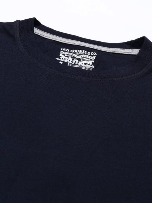 Levi’s Men’s Navy Blue 100% Cotton Blend Round Neck Lounge T-Shirt – Soft, Comfortable, Everyday Wear