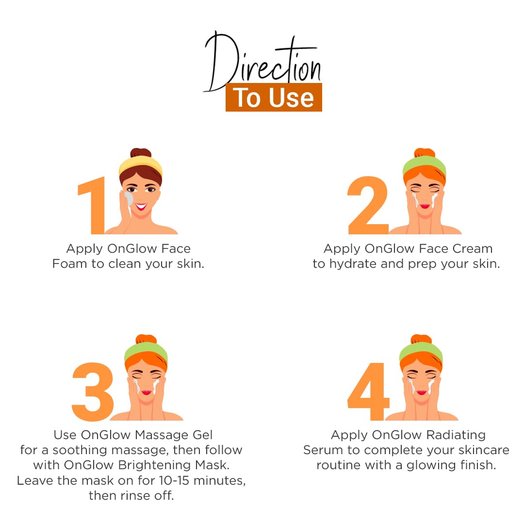 Vedicline Onglow Facial Kit For Glowing, Smooth And Clear Skin With The Goodness Of Aloe Vera, Vitamin C And Mulberry Extracts, 500ml