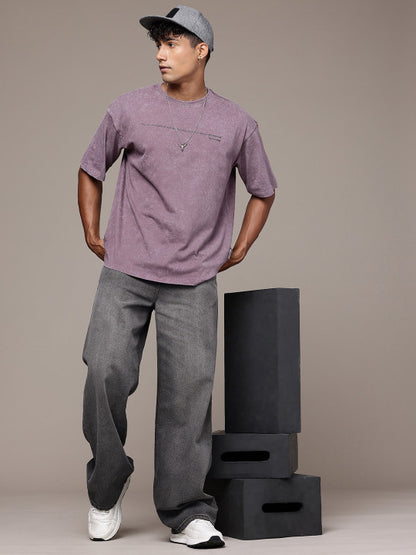 Roadster Men’s Light Shade Heavy Fade Wide Leg Black Jeans – 100% Cotton, Mid-Rise, Regular Length