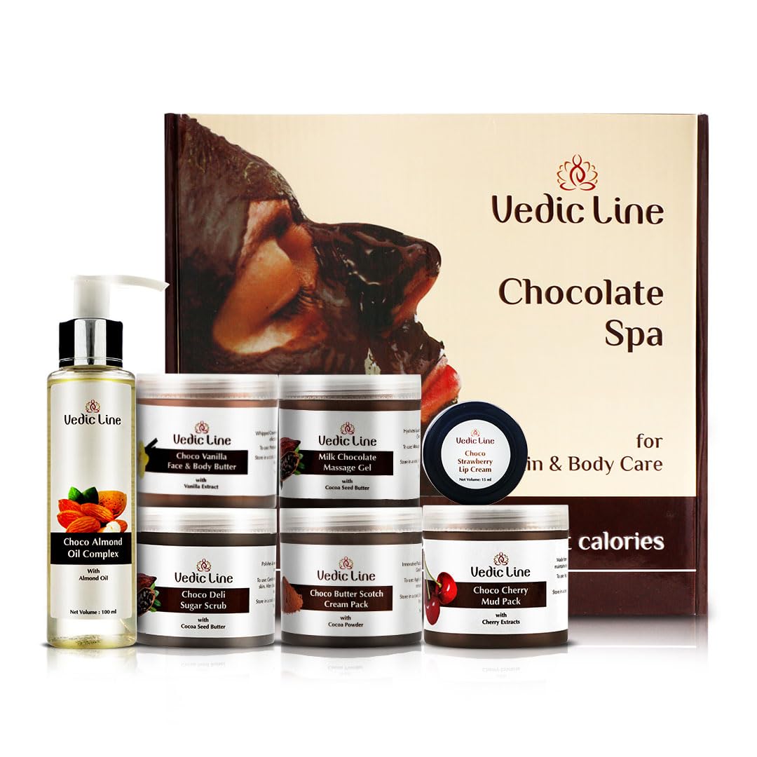Vedicline Chocolate Facial Kit Reduce Wrinkles, Fine Lines & Dark Spots With Caramel, Cocoa Powder and Seasame Oil For More Radiant Skin, 515ml