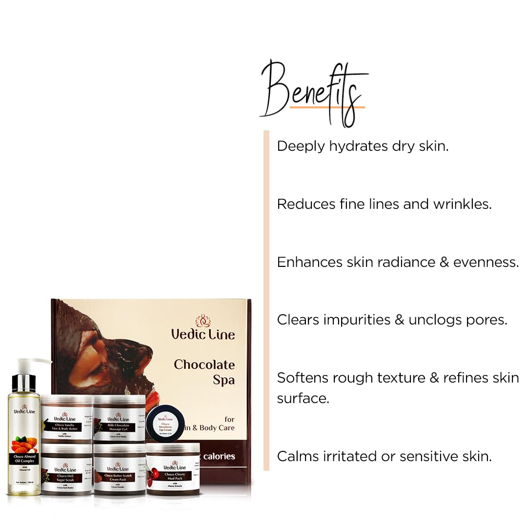 Vedicline Chocolate Facial Kit Reduce Wrinkles, Fine Lines & Dark Spots With Caramel, Cocoa Powder and Seasame Oil For More Radiant Skin, 515ml