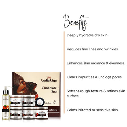 Vedicline Chocolate Facial Kit Reduce Wrinkles, Fine Lines & Dark Spots With Caramel, Cocoa Powder and Seasame Oil For More Radiant Skin, 515ml