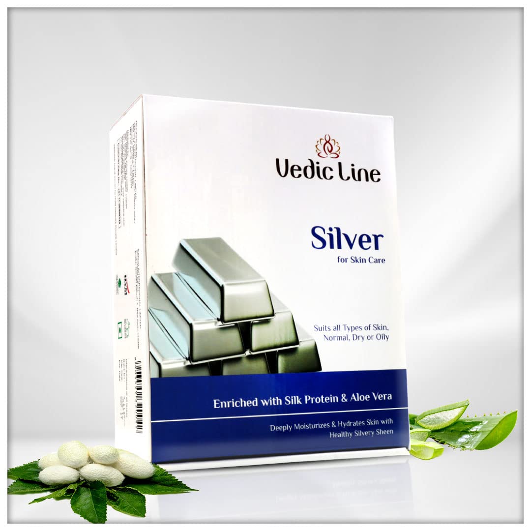 Vedic Line Silver Facial Kit, Reduce Dead Cells, Impurities & Blackhead with Goodness of Silk Proteins ,Aloe Vera for Glowing Skin, 600ml