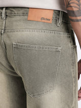 Men’s Beige Wide Leg Light Fade Jeans – 100% Cotton, Mid-Rise, 5-Pocket, Regular Length
