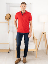 Levi’s Men’s Red Cotton Blend Polo Lounge T-Shirt – Short Sleeves, Soft & Breathable Everyday Wear