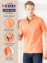 Levi’s Men’s Peach Cotton Blend Polo Lounge T-Shirt – Short Sleeves, Regular Fit, Comfortable Everyday Wear