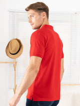 Levi’s Men’s Red Cotton Blend Polo Lounge T-Shirt – Short Sleeves, Soft & Breathable Everyday Wear