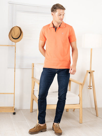 Levi’s Men’s Peach Cotton Blend Polo Lounge T-Shirt – Short Sleeves, Regular Fit, Comfortable Everyday Wear