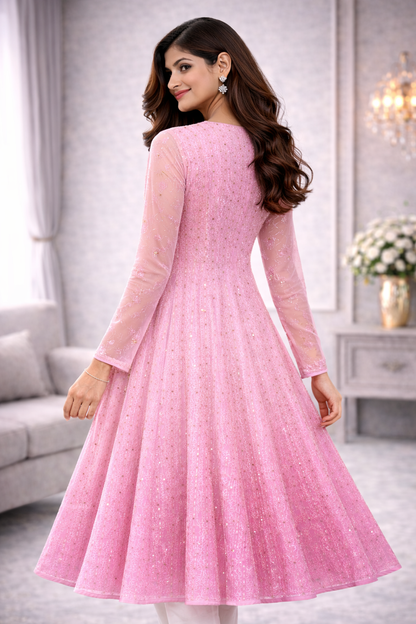 Blush Pink Chikankari Kurti for Women