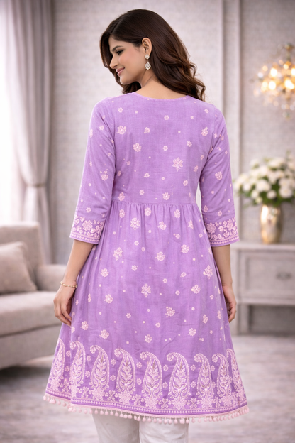 Lavender Chikankari Kurti for Women