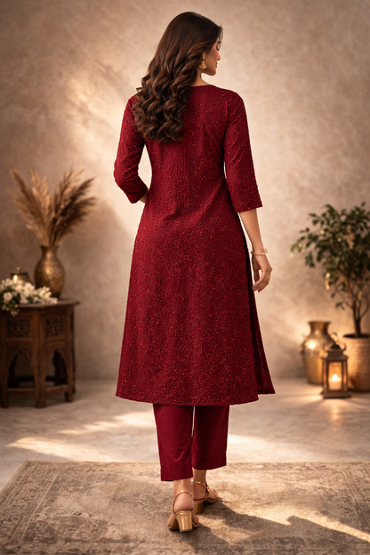 Nooré Solid Georgette Chikankari Suit