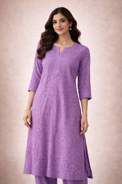 Nooré Solid Georgette Chikankari Suit
