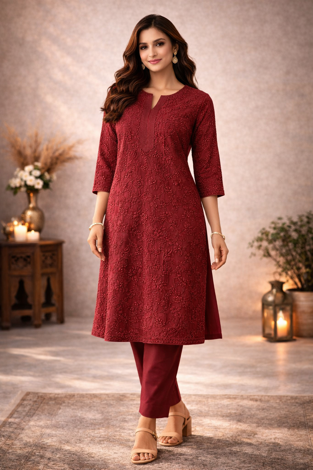 Nooré Solid Georgette Chikankari Suit