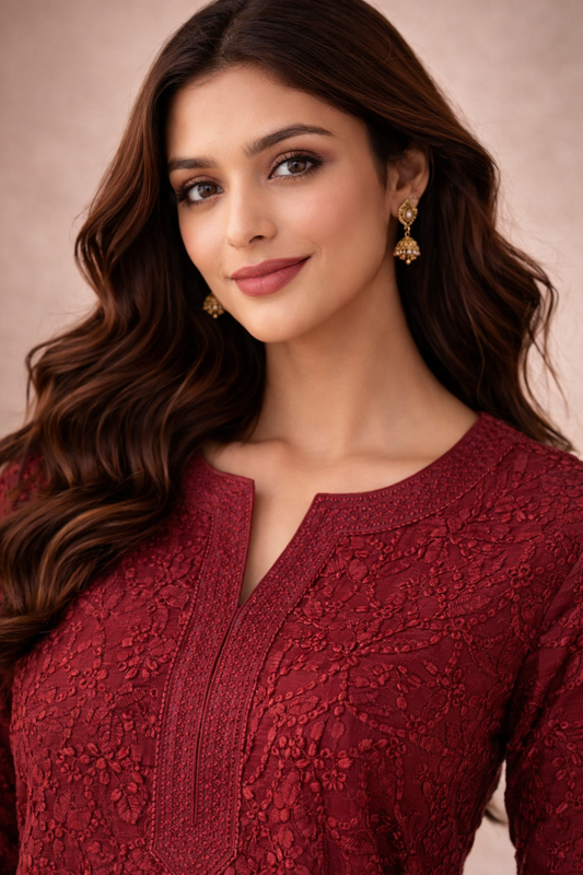 Nooré Solid Georgette Chikankari Suit