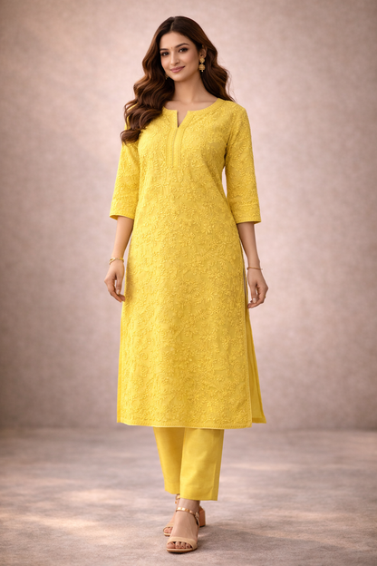 Nooré Solid Georgette Chikankari Suit