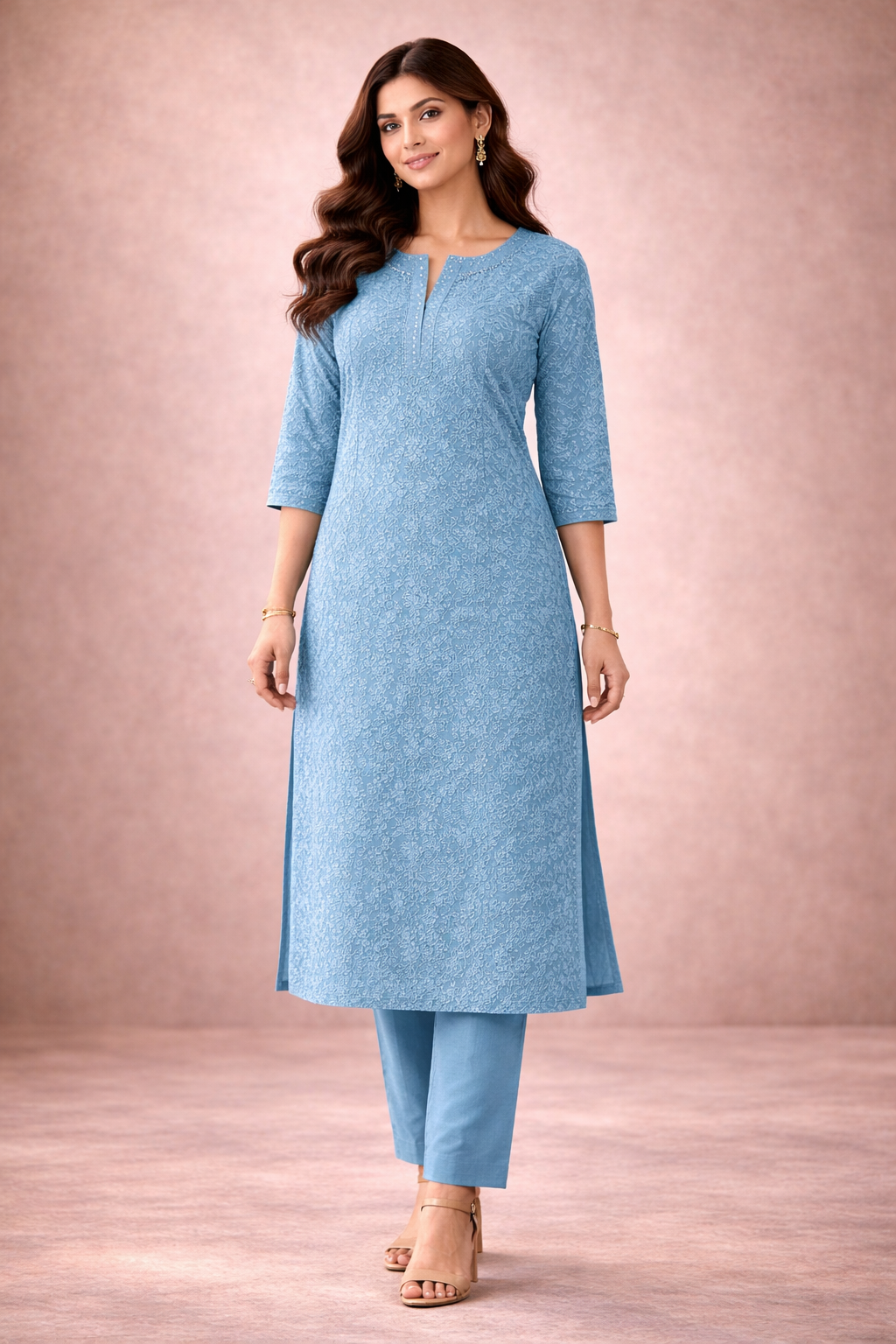 Nooré Solid Georgette Chikankari Suit