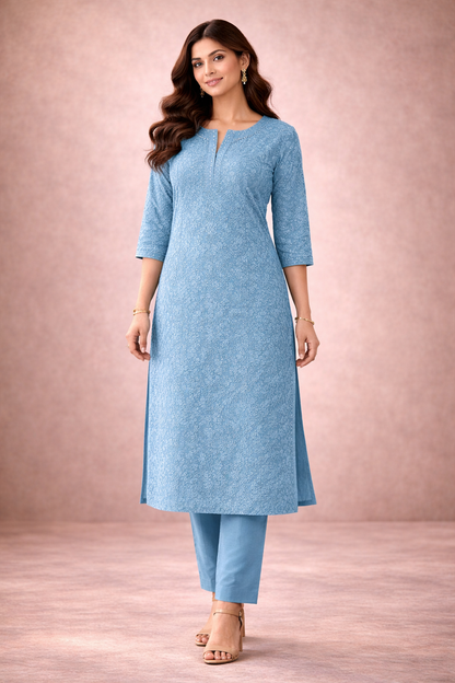 Nooré Solid Georgette Chikankari Suit