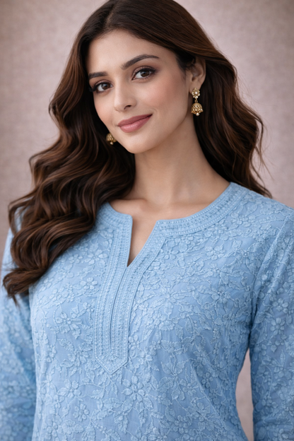 Nooré Solid Georgette Chikankari Suit
