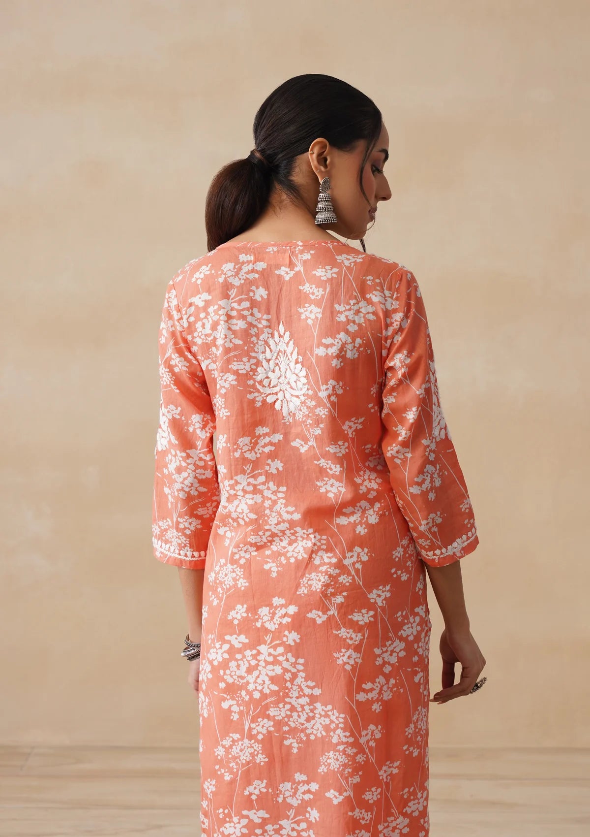 Meher Kesari Mulmul Chikankari Straight Kurta