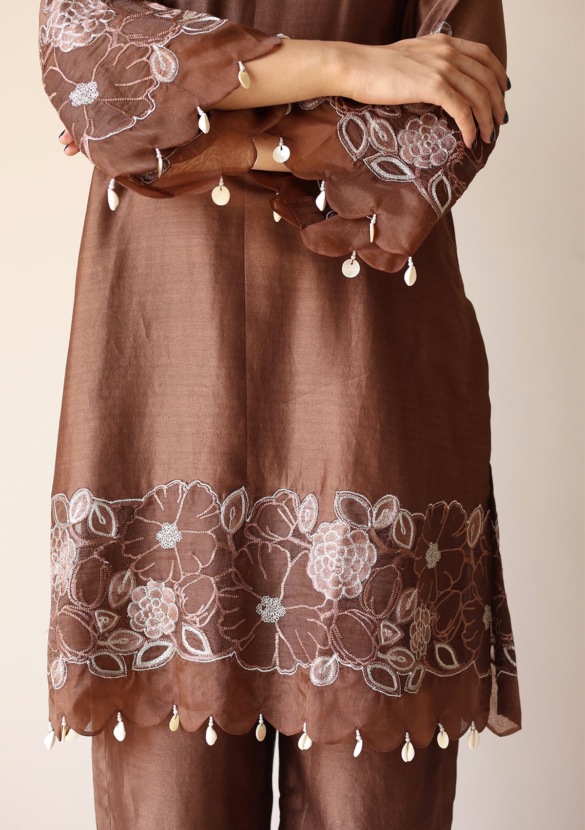 Shivanya Mocha Applique Kurta Set