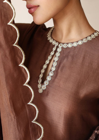 Shivanya Mocha Applique Kurta Set