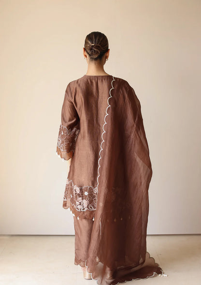 Shivanya Mocha Applique Kurta Set