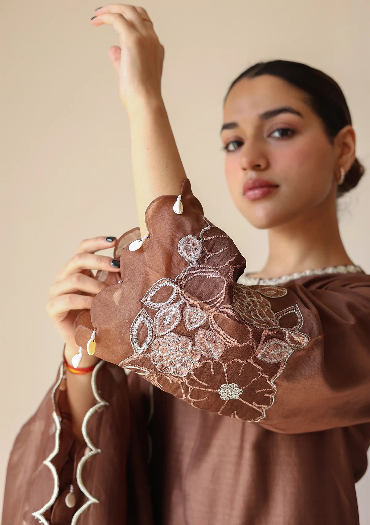 Shivanya Mocha Applique Kurta Set