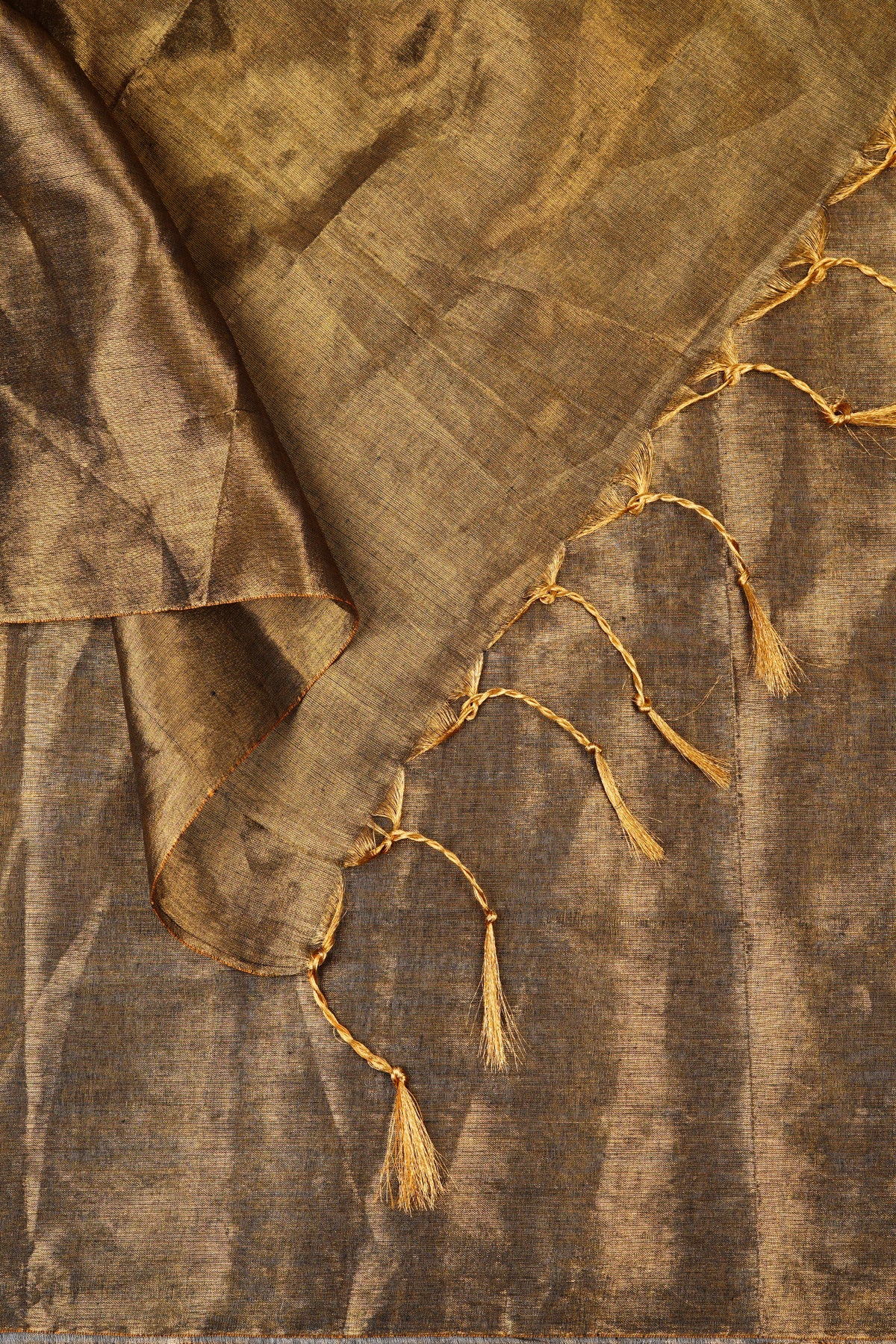 Rajshree Dark Golden Tissue Cotton Handloom Saree