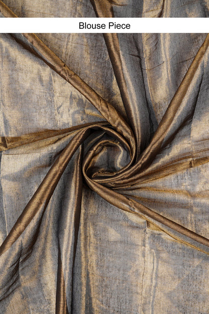 Rajshree Dark Golden Tissue Cotton Handloom Saree