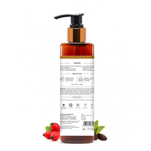 Inveda Stubborn Makeup Cleansing Oil, Helps to Reduces Acne Breakouts, Improves Skin Tone with Rosehip Oil, Jojoba Oil and Sesame Seed Oil for Radiant & Natural Glow, 100ml