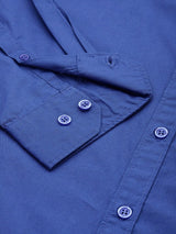 Aman Garments Men’s Blue Regular Fit 100% Cotton Casual Shirt – Button-Down Collar, Long Sleeves