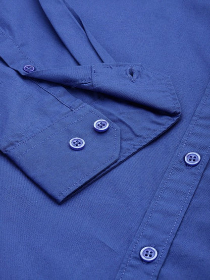 Aman Garments Men’s Blue Regular Fit 100% Cotton Casual Shirt – Button-Down Collar, Long Sleeves