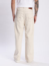 Men’s Beige Baggy Fit Mid-Rise 100% Cotton Jeans – 5-Pocket, Regular Length