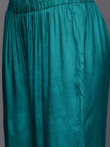 Turquoise Blue Bandhani Printed Kurta with Trousers & Dupatta – Poly Chiffon, Straight Fit, 3/4 Sleeve, Women’s Ethnic Set