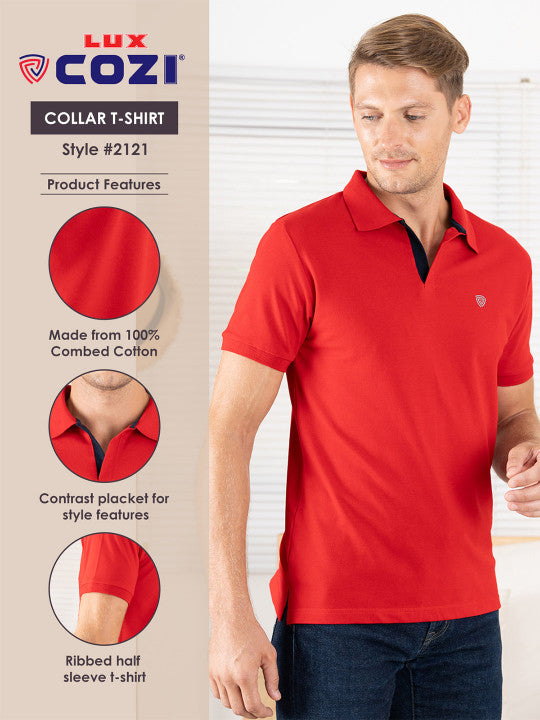 Levi’s Men’s Red Cotton Blend Polo Lounge T-Shirt – Short Sleeves, Soft & Breathable Everyday Wear