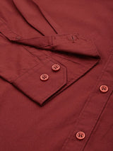 Aman Garments Men’s Maroon Regular Fit 100% Cotton Casual Shirt – Button-Down Collar, Long Sleeves