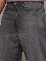 Roadster Men’s Light Shade Heavy Fade Wide Leg Black Jeans – 100% Cotton, Mid-Rise, Regular Length