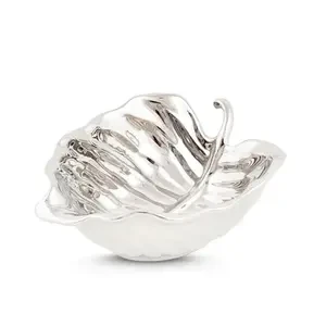 Silver Leaf Ceramic Serving Dish