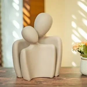 White Adoring Couple Bedroom Decor Set - Elegant Resin Sculpture